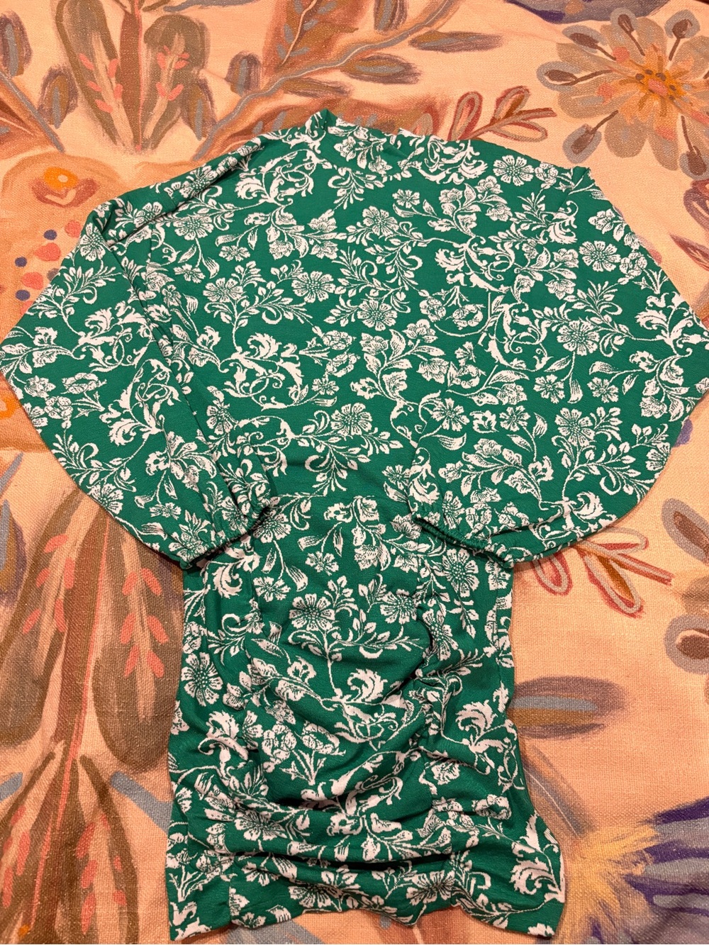 ZARA Green Floral Women’s Long Sleeve Dress